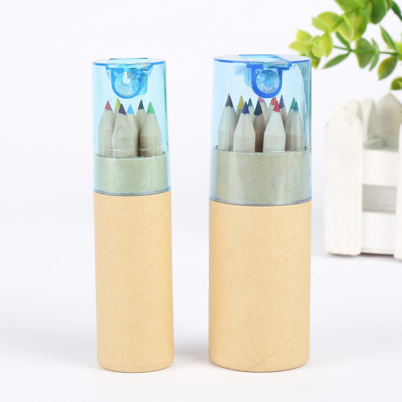 color pencil in box with sharpenner